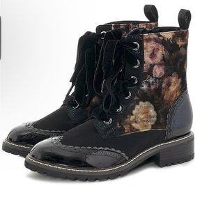 Ruby Shoo Sante Floral Black Boots Size USA 8  UK 6